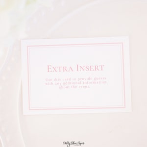 Extra insats för utskrivbar babyshowerinbjudan | 3,5x5 | Rosa | Böcker för bebisar | Register | Instruktioner | Istället för present | 10001