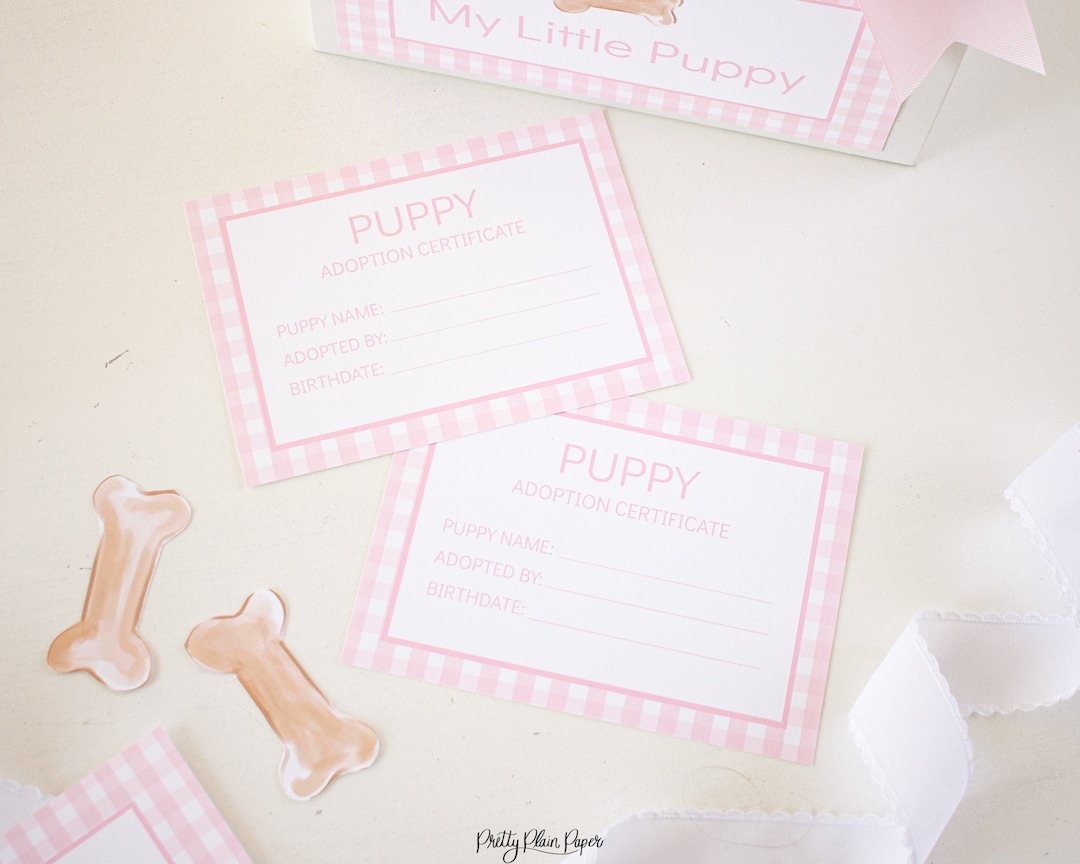 Adopt a Puppy Certificate | Printable Download | 1027 | Adopt a Puppy ...