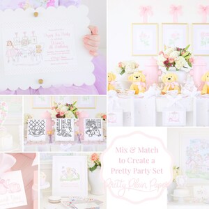 36x36 Editable Sign | Tea Party Backdrop Poster | Watercolor Puppy Tea ...