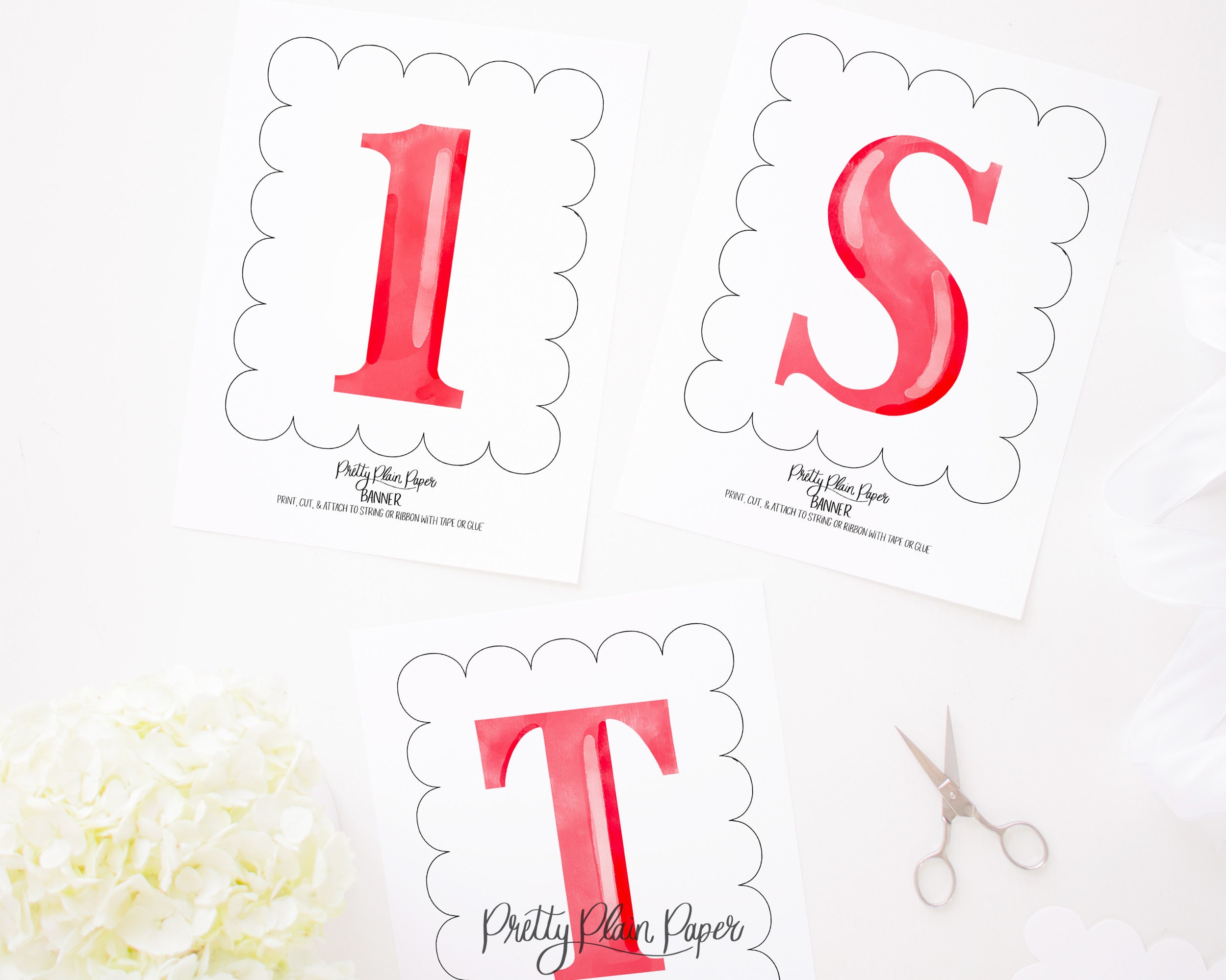 1st Grade | Watercolor FIRST GRADE Red Scallop Banner | PDF Printable ...