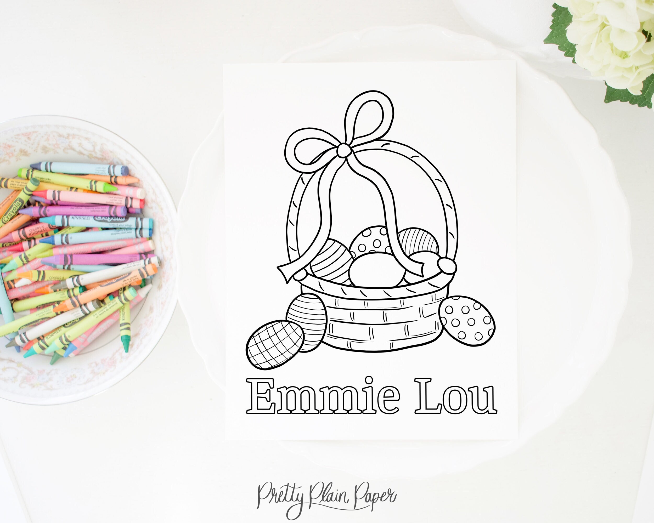Easter Basket #1 | Coloring or Paint Page | Easter Egg Basket | 8.5x11 ...