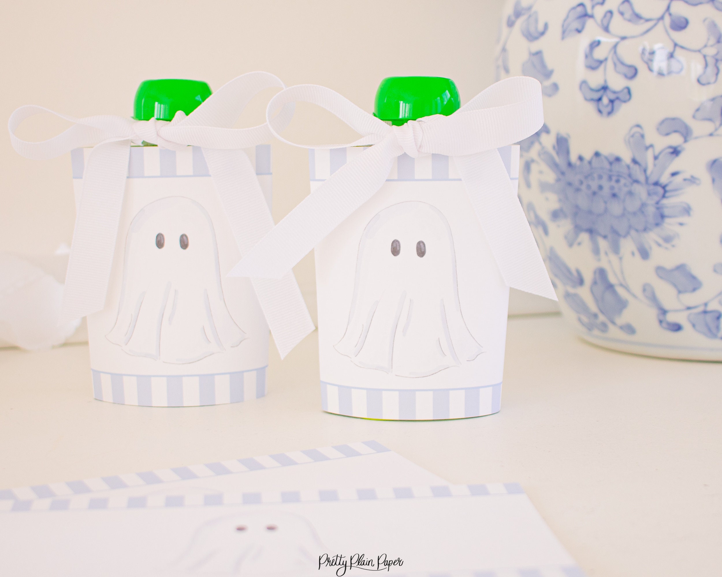 Watercolor Blue Ghost Applesauce Pouch Halloween Printable Etsy