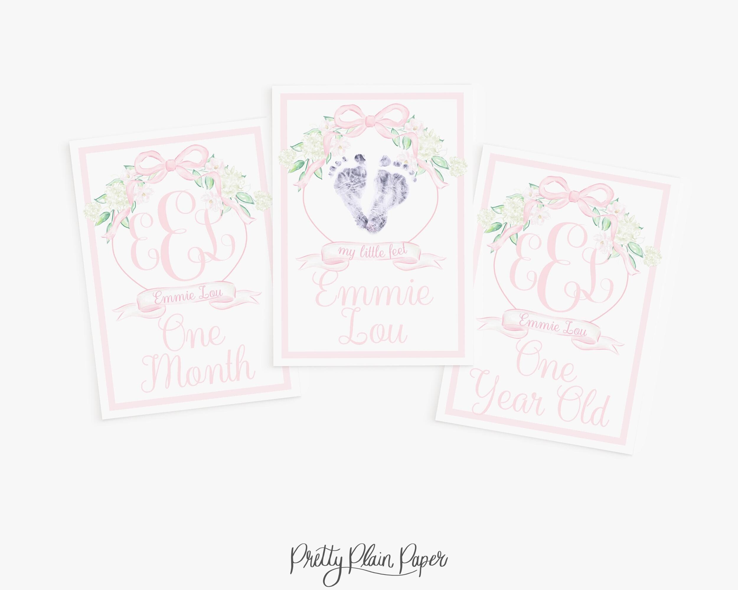 Monthly Milestone Photo Cards | 5x7 Printable | Newborn Monogram Crest ...