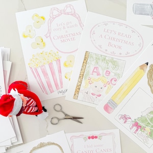 Pink Elf Kit: Watercolor 25 Day Christmas Shelf Prop Set
