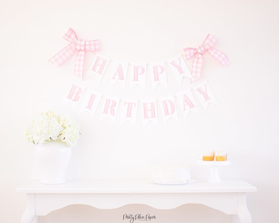 Pink Watercolor Happy Birthday Banner Printable ALL Letter | 5002 5003 5004 5005 5006 5007 5008 5009 5010 5011 5012 5013 5014 5015 1068 1066
