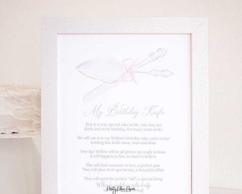 My Special Birthday Cake Knife Poem Sign for 1st Birthday Etsy