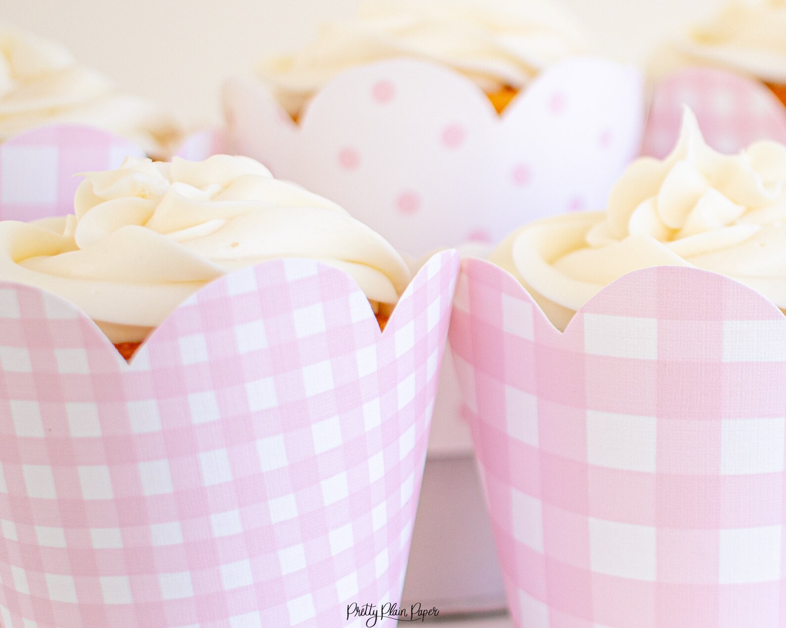 Pink Gingham Cupcake Wrappers & Pink Polka Dot Cupcake Etsy