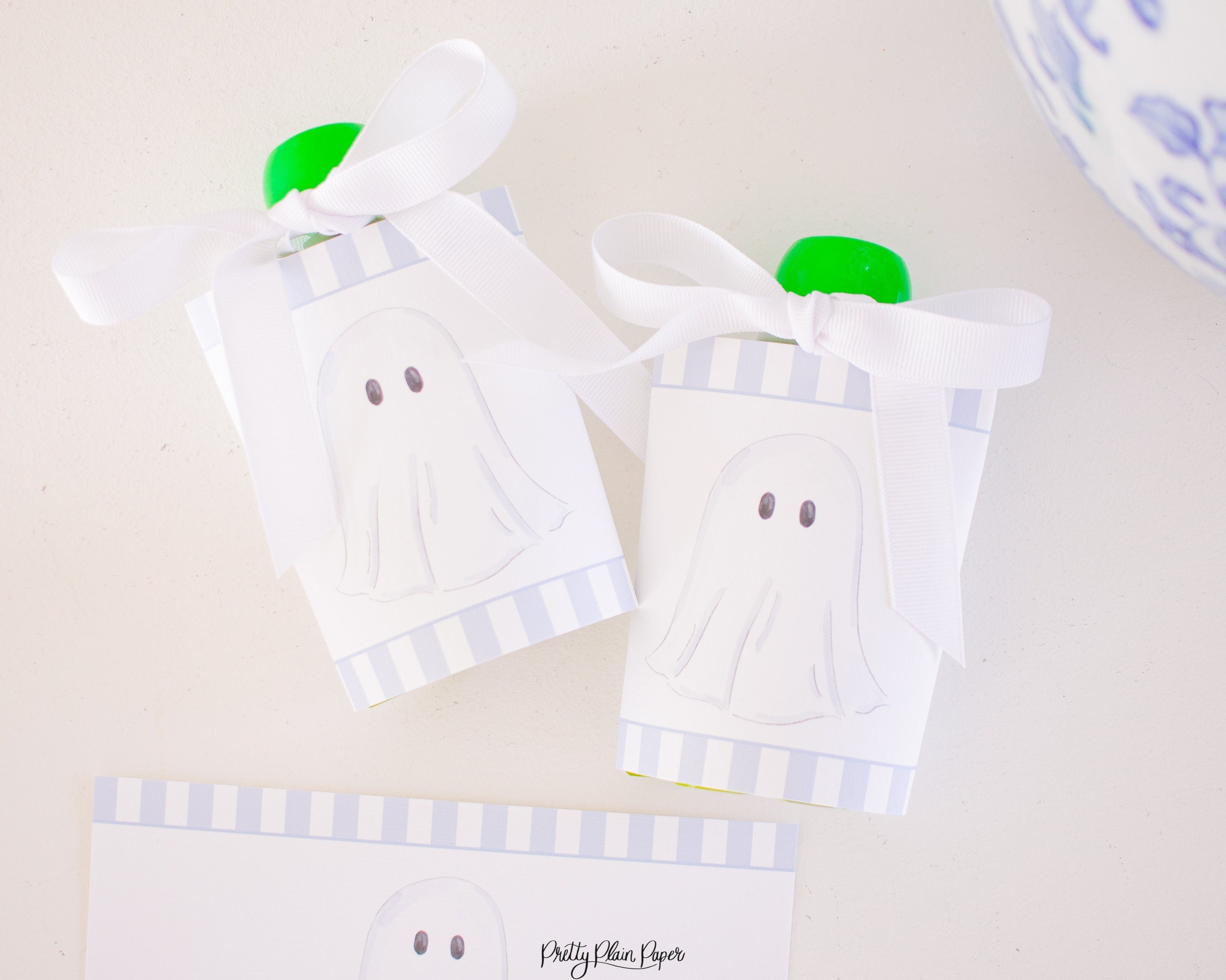 Watercolor Blue Ghost Applesauce Pouch Halloween Printable Etsy