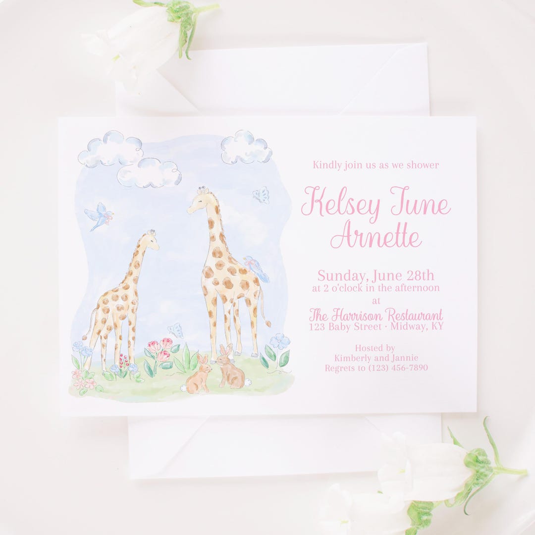 Giraffe Baby Shower Invitation : 5x7 Printable Digital Download With ...
