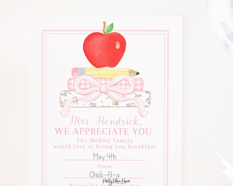 Teacher Appreciation Breakfast for the Teacher Printable - Etsy