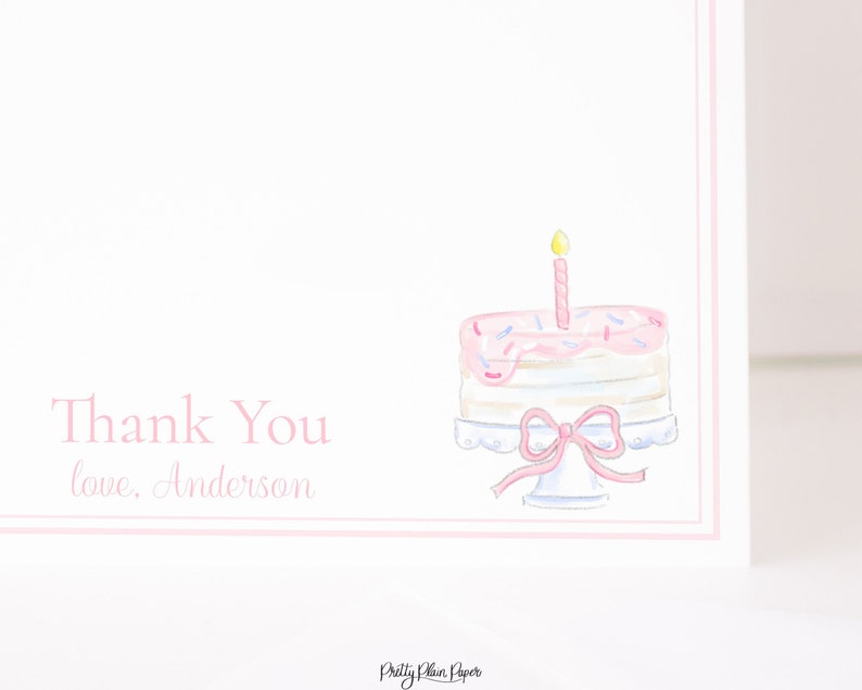 Watercolor Cake Birthday Thank You Card Have Your Cake Thank - Etsy