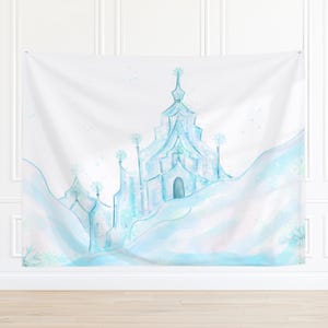 BIG Watercolor Ice Snow Castle Frozen Backdrop, 72x96 Printable Digital Download for a Birthday Photo Banner | 1010