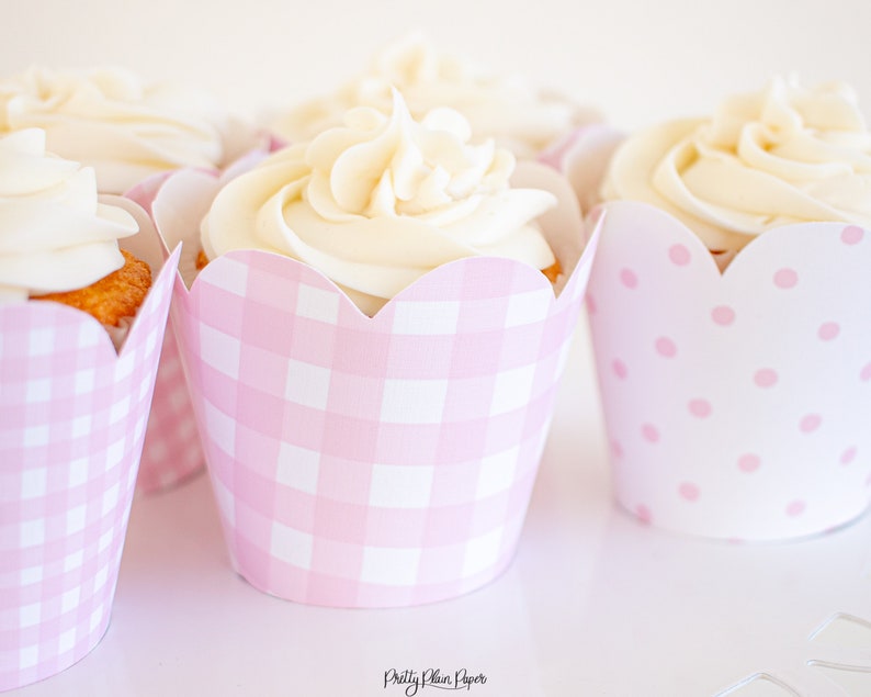 Pink Gingham Cupcake Wrappers & Pink Polka Dot Cupcake Etsy
