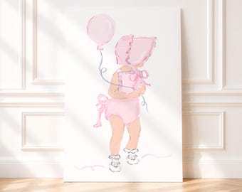 Little Girl with Bonnet for 1st Birthday (24x36 Printable Digital Download) (Can use as a Cut Out for Foam Board) 5029