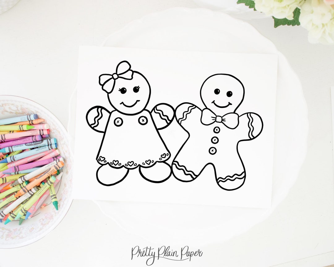 Gingerbread Girl & Boy Coloring Page Printable | Coloring Sheet ...