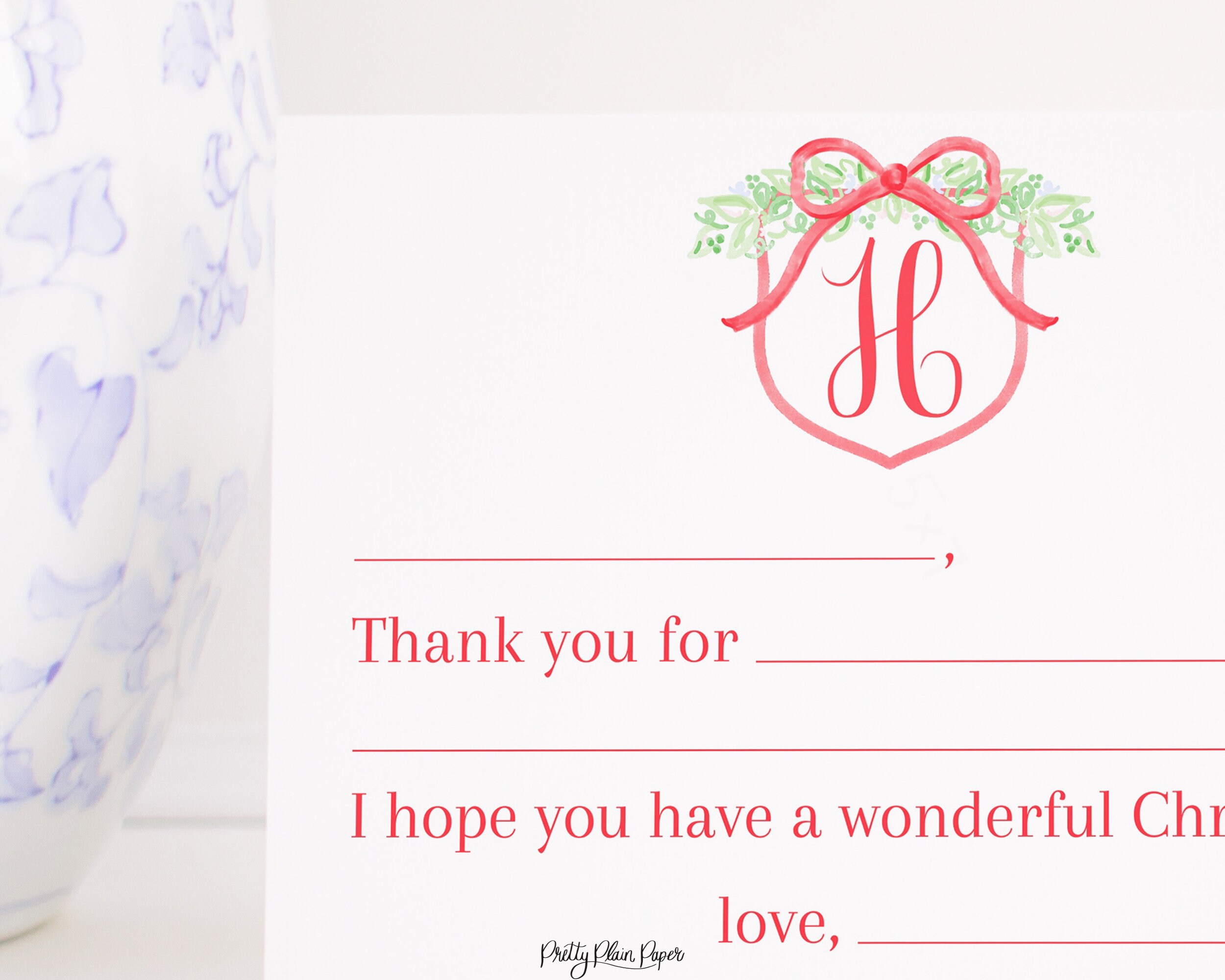 Fill in the Blank Christmas Thank You Note Card | Christmas Gift ...