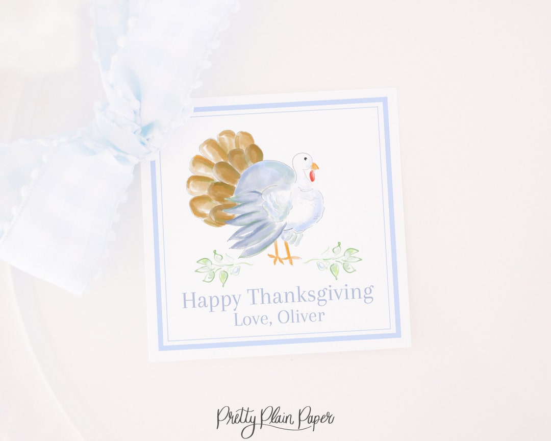 Blue Turkey Tag | 3.5x3.5 Printable | Thanksgiving Gift Tag | Gift Card ...