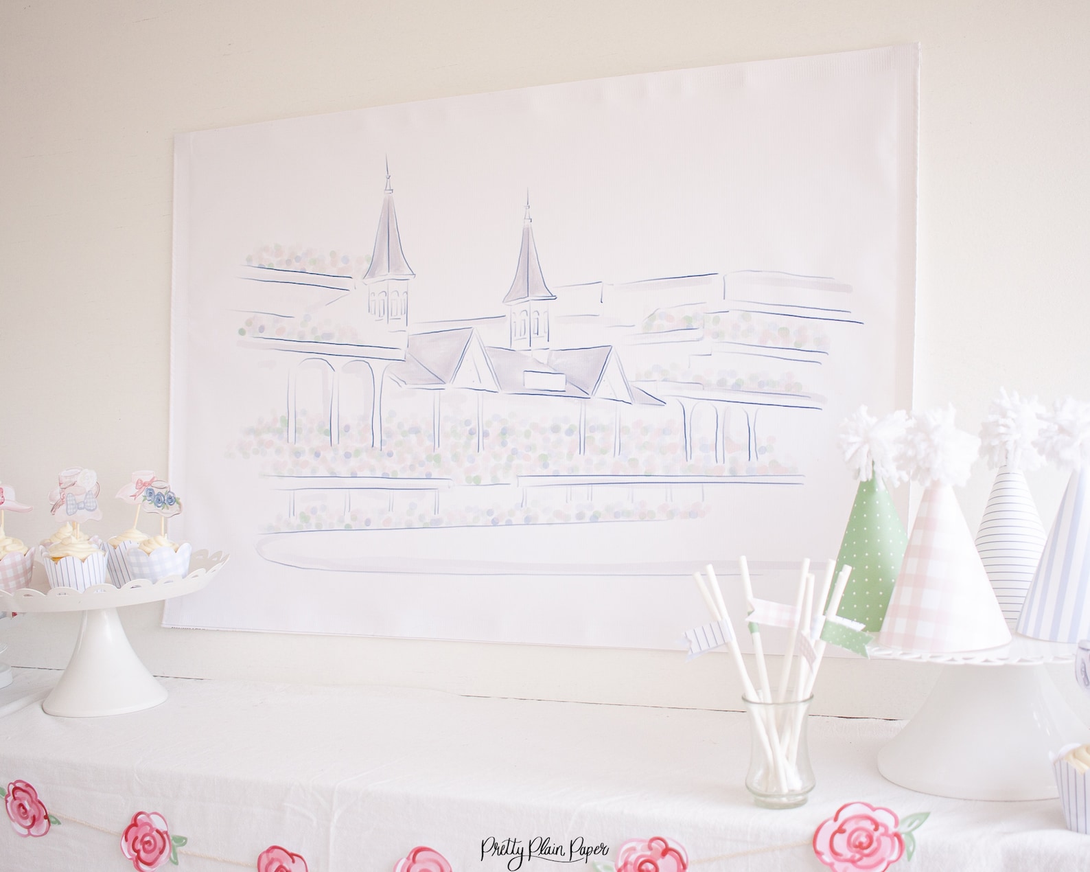 Churchill Downs Derby Horse Racing Watercolor Printable - Etsy