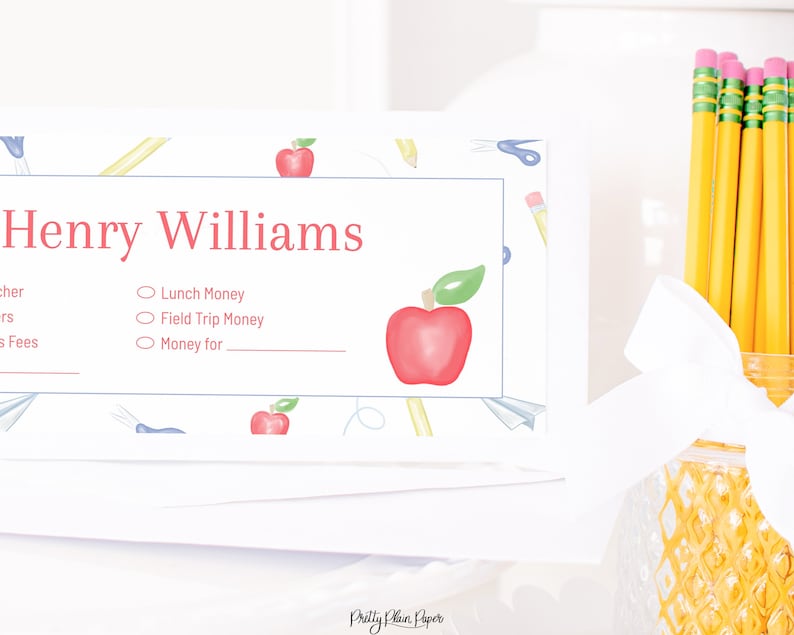 Personalized Envelopes for School Watercolor Back to School Envelope School Envelopes for Kids Printable Download School Money, 1055 image 4