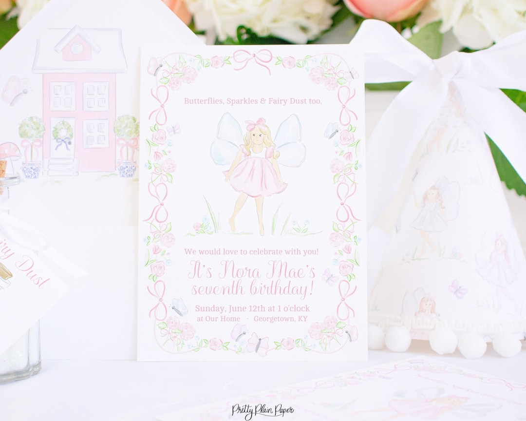 Fairy Party Invitation | Printable | Watercolor Fairy Party | Pink ...