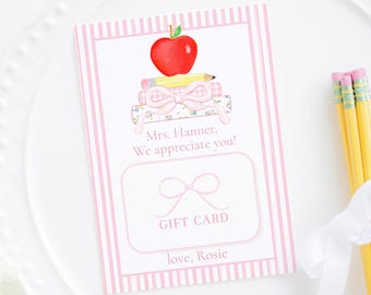 Teacher Appreciation Gift Card Holder (5x7 Printable Digital Download) Preppy Grandmillennial 1055