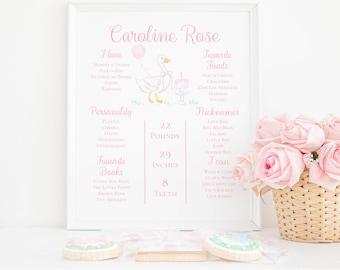 Pink ONE Silly Goose Birthday My First Birthday Milestone Sign; 16x20 Printable Digital Download for First Birthday | 5047