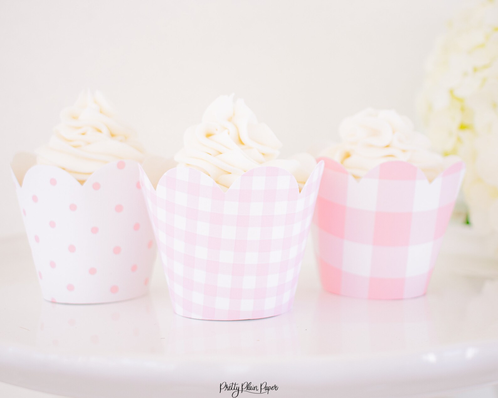 Pink Gingham Cupcake Wrapper Pink Dot Cupcake Wrapper 5002 Etsy