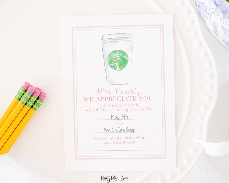 Teacher Appreciation Coffee for the Teacher Printable Etsy