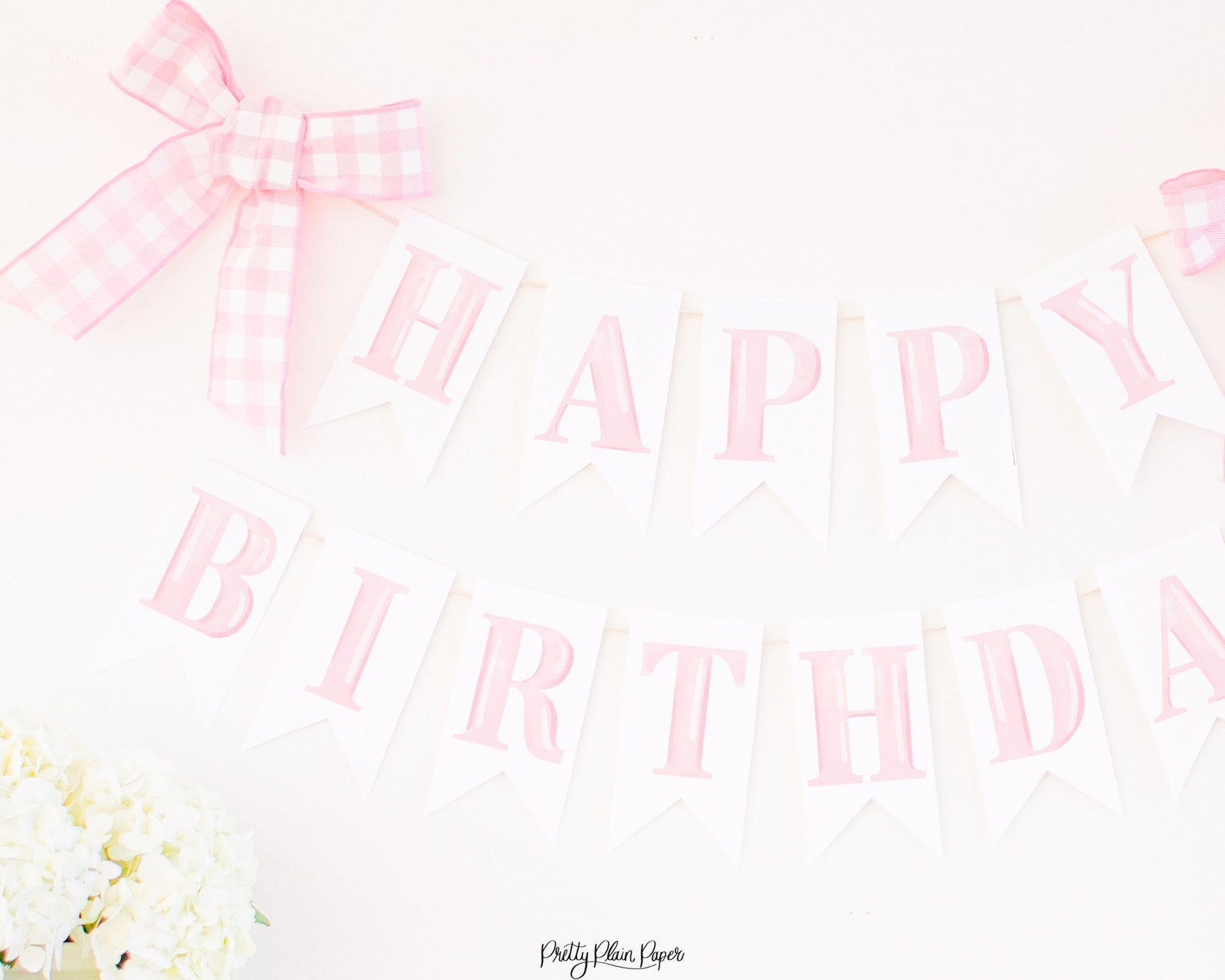 Pink Watercolor Happy Birthday Banner Printable ALL Letter - Etsy