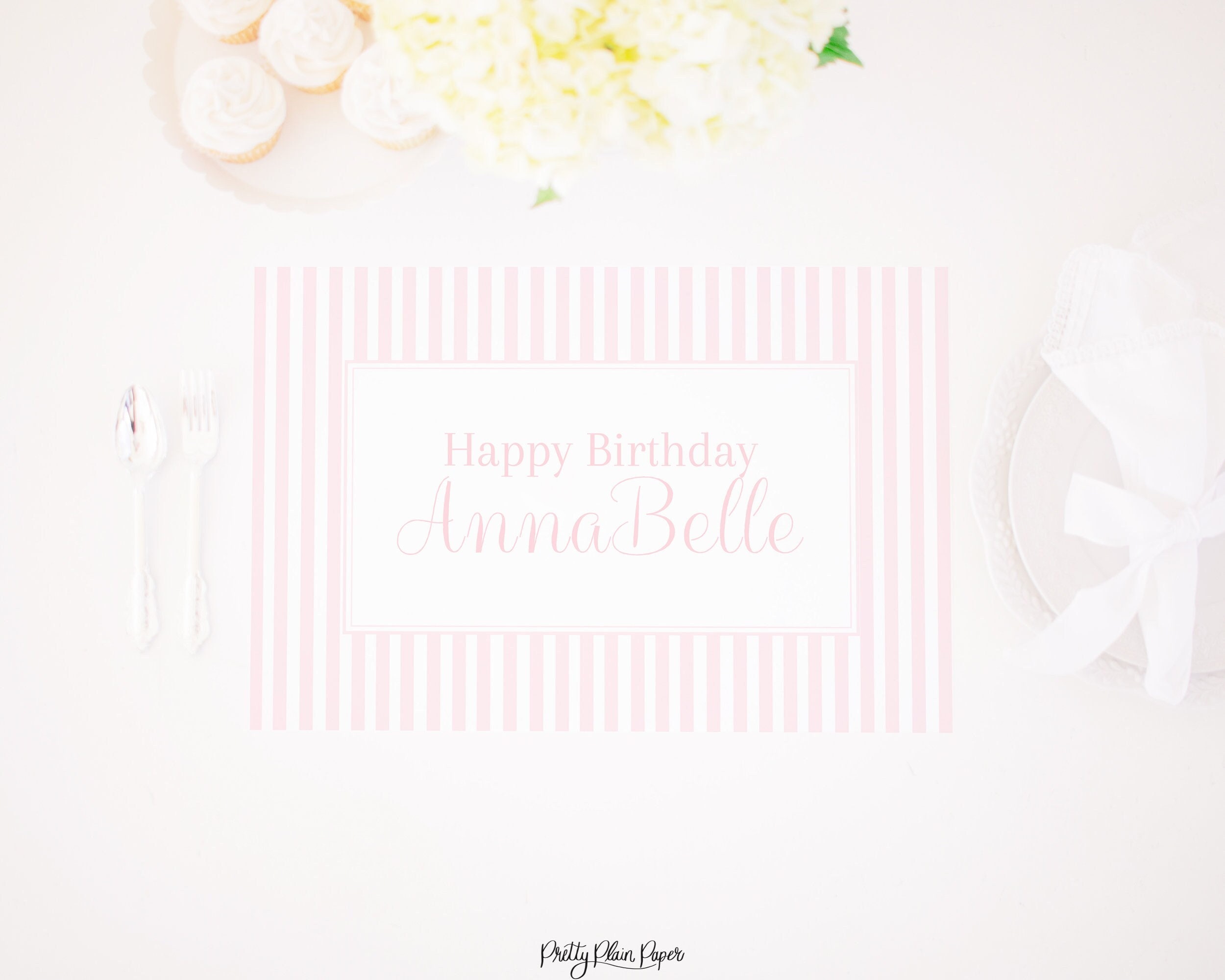 Napperon à rayures roses joyeux anniversaire | 12x18 | Imprimable | 5002 5003 5004 5005 5006 5007 5008 5009 5010 5011 5012 5013 5014 5015 1068 1066