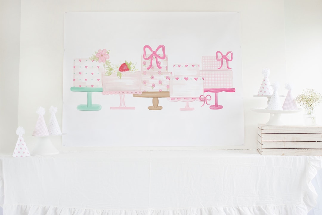 Cakes Watercolor Printable Party Backdrop Poster Download 1011 for Cake ...
