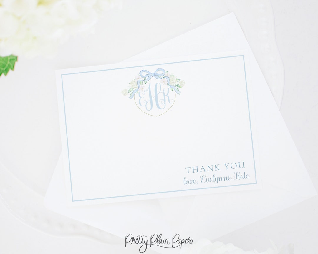Watercolor Blue Crest Note Card | 5x7 Printable | Thank You Note With ...