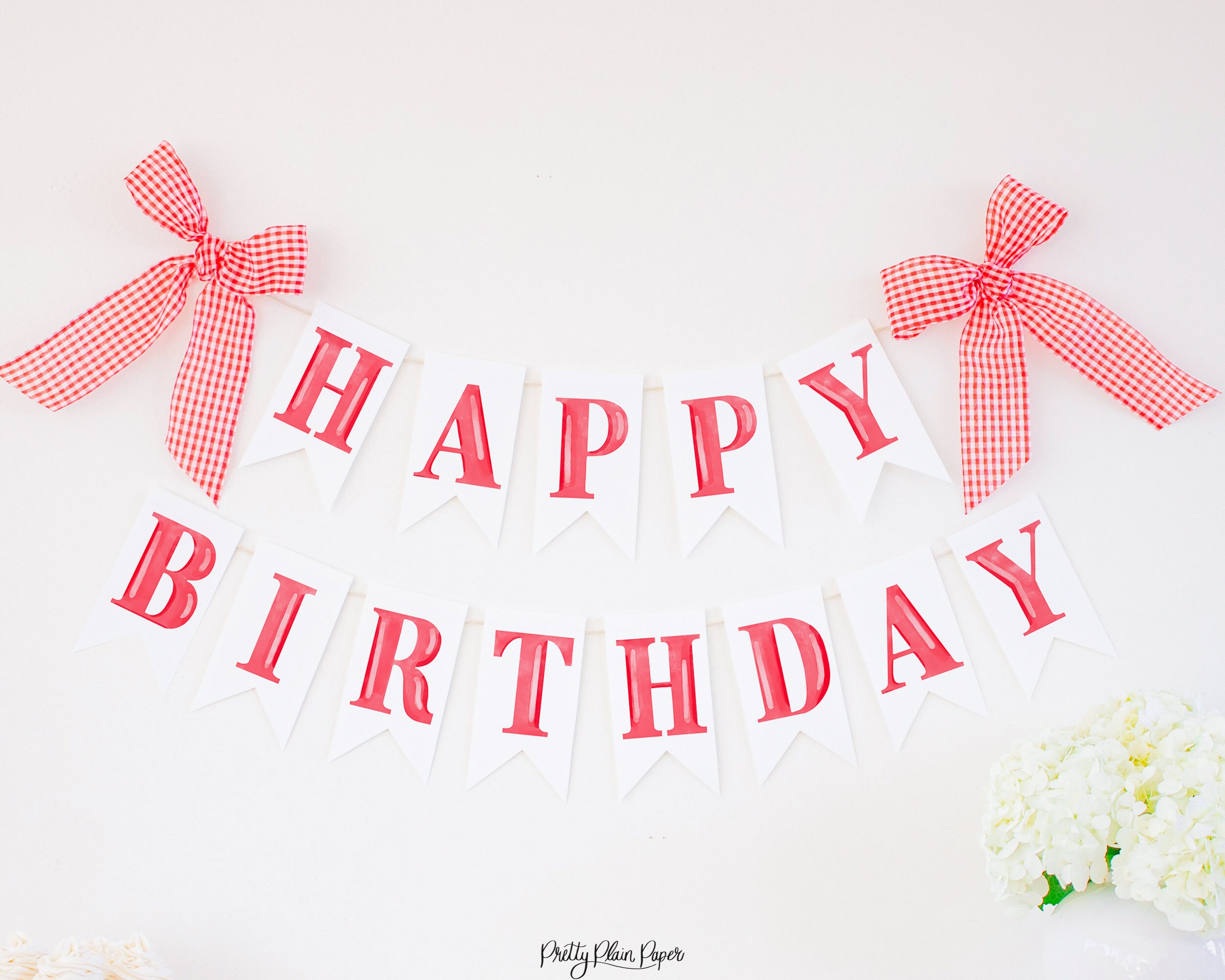 Red Watercolor Happy Birthday Banner Printable Download | Etsy