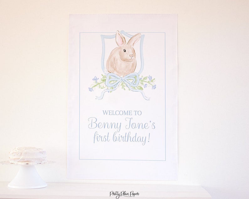 1023 Bunny 1st Birthday for a Boy Watercolor Some Bunny is ONE Welcome Sign 24/'/'x36/'/' Watercolor Bunny Birthday Welcome Sign