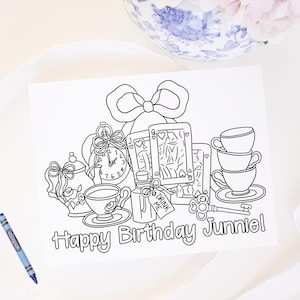 Coloring Page | Pink ONEderland | 8.5x11 Printable Party | Coloring Sheet | Bow Alice Inspired | 1st First Birthday | Wonderland | 5038