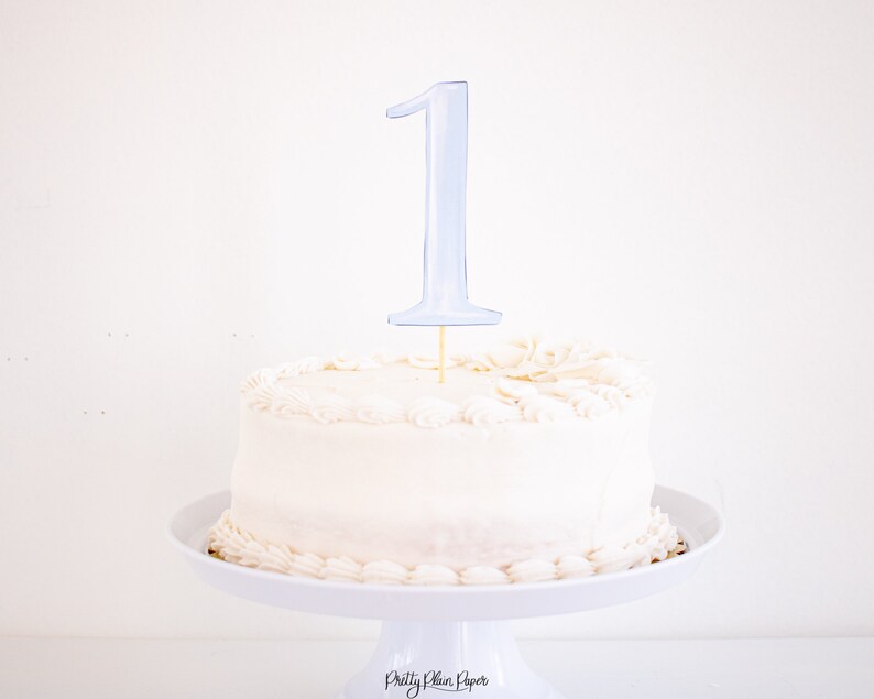 Watercolor Blue ONE Cake Topper & Monogram Blue Crest Cake Etsy