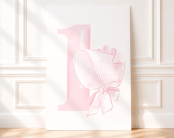 Little Girl with Bonnet for 1st Birthday (24x36 Printable Digital Download) (Can use as a Cut Out for Foam Board) 5029