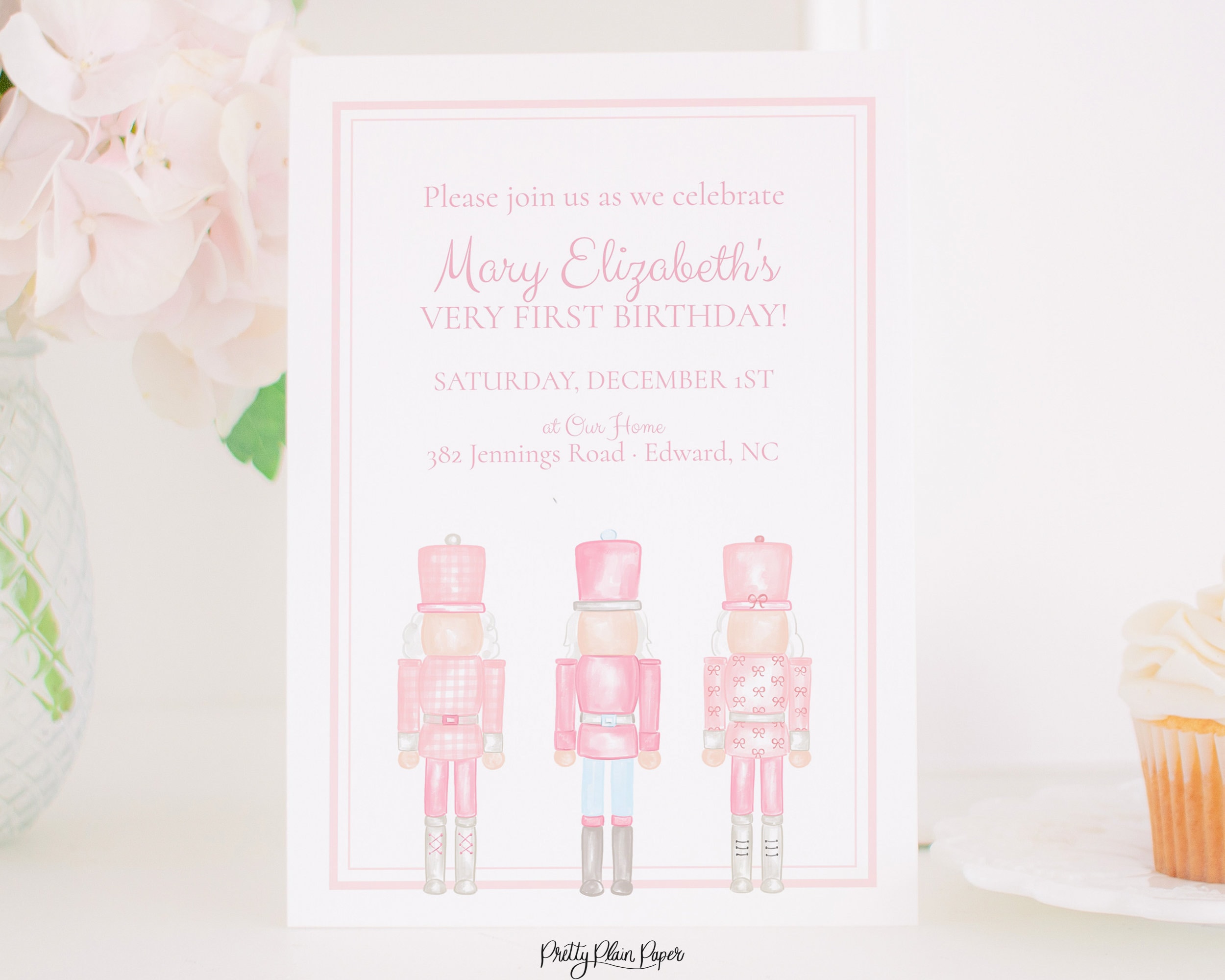 Watercolor Pink Nutcracker Invitation Nutcracker Birthday | Etsy