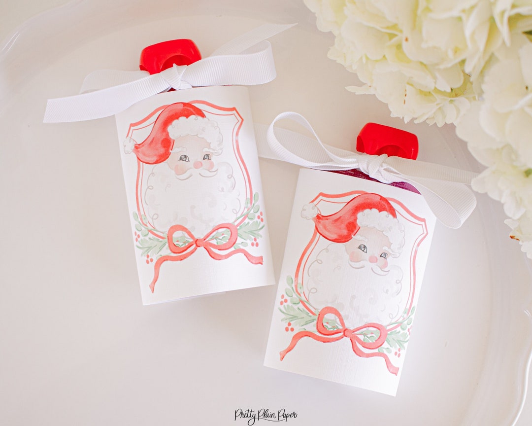 Watercolor Santa Applesauce Pouch Printable Christmas - Etsy