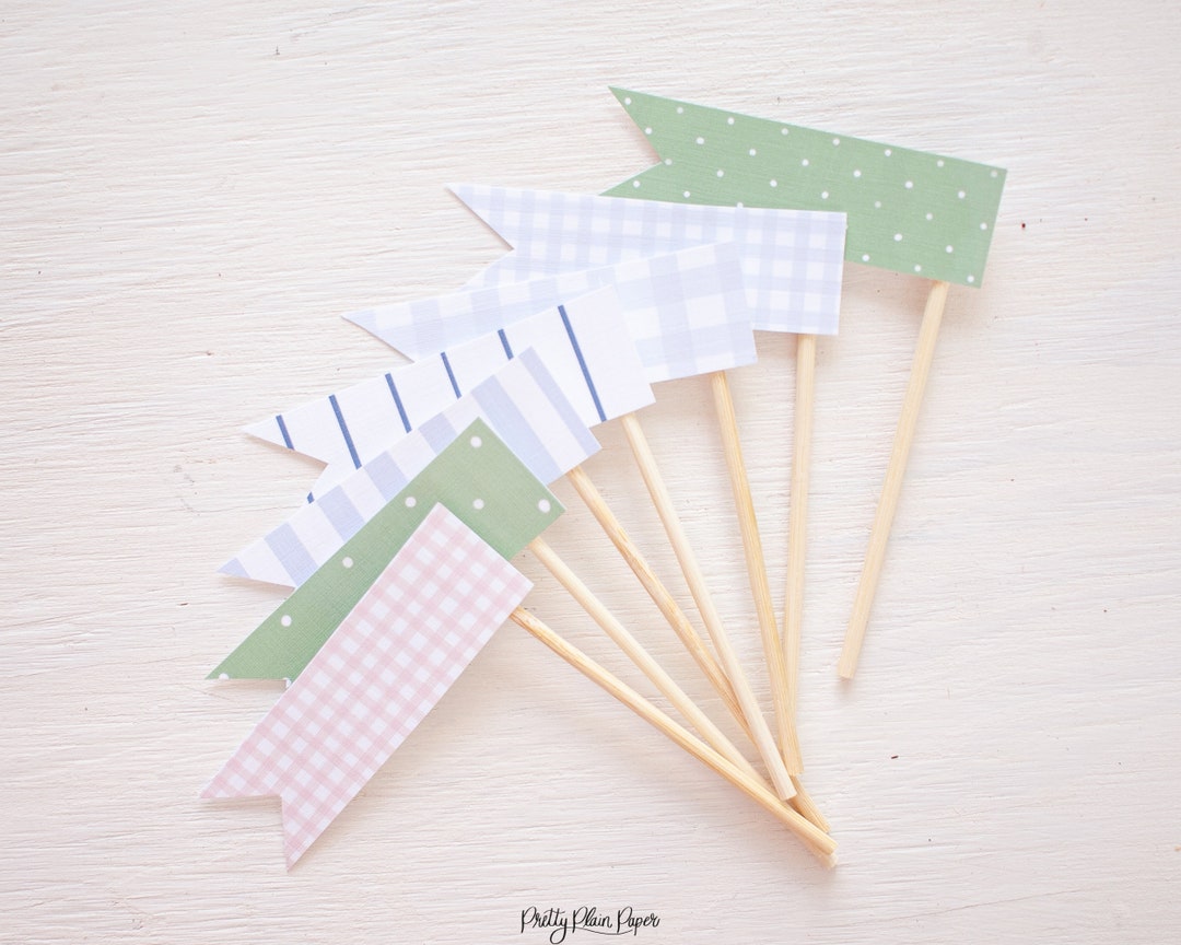 Pattern Flag Printable Cupcake and Treat Toppers Download 0106, Pink ...