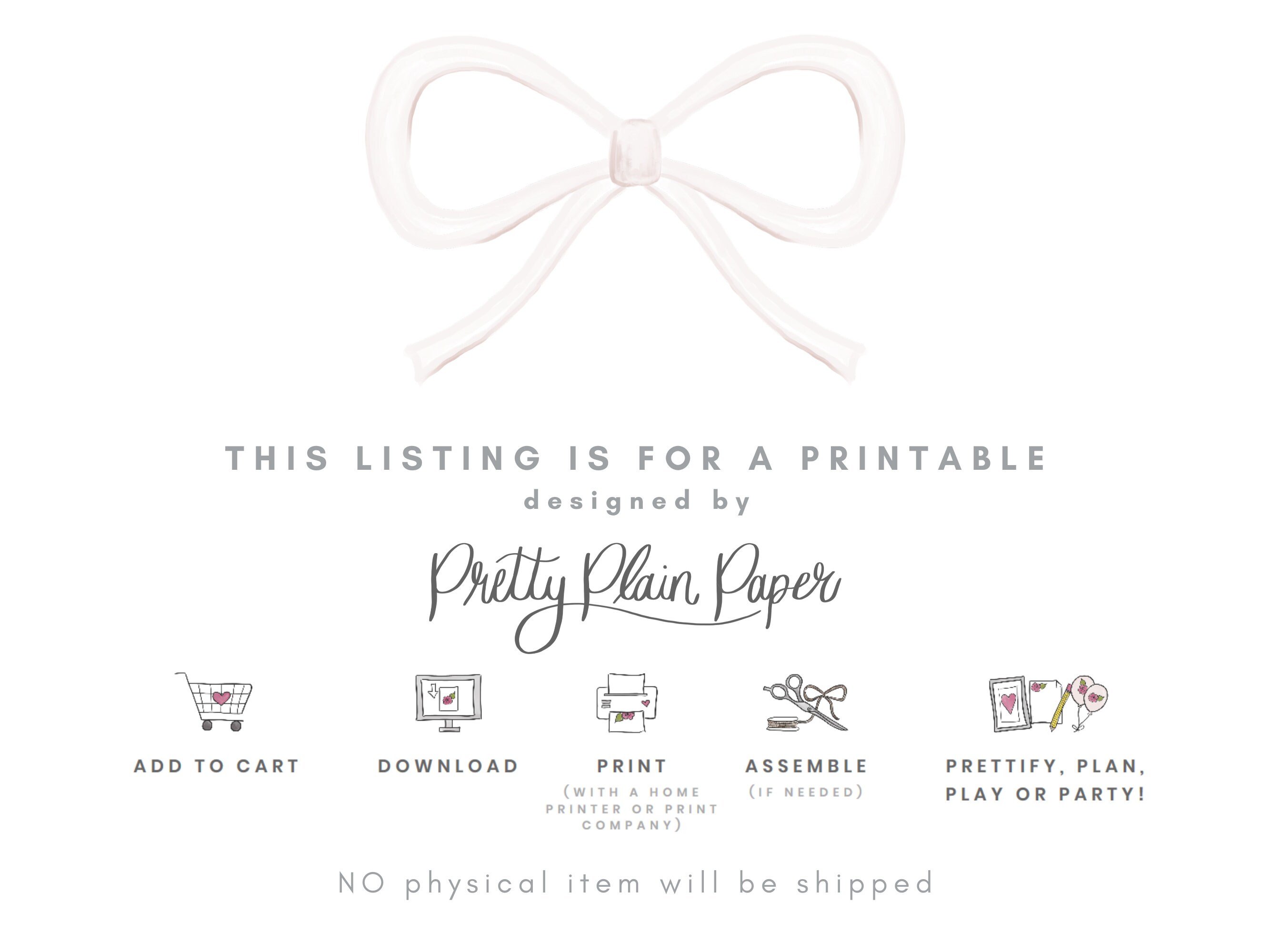 Watercolor Pink Bow Printable Cupcake Toppers Download 1017 - Etsy