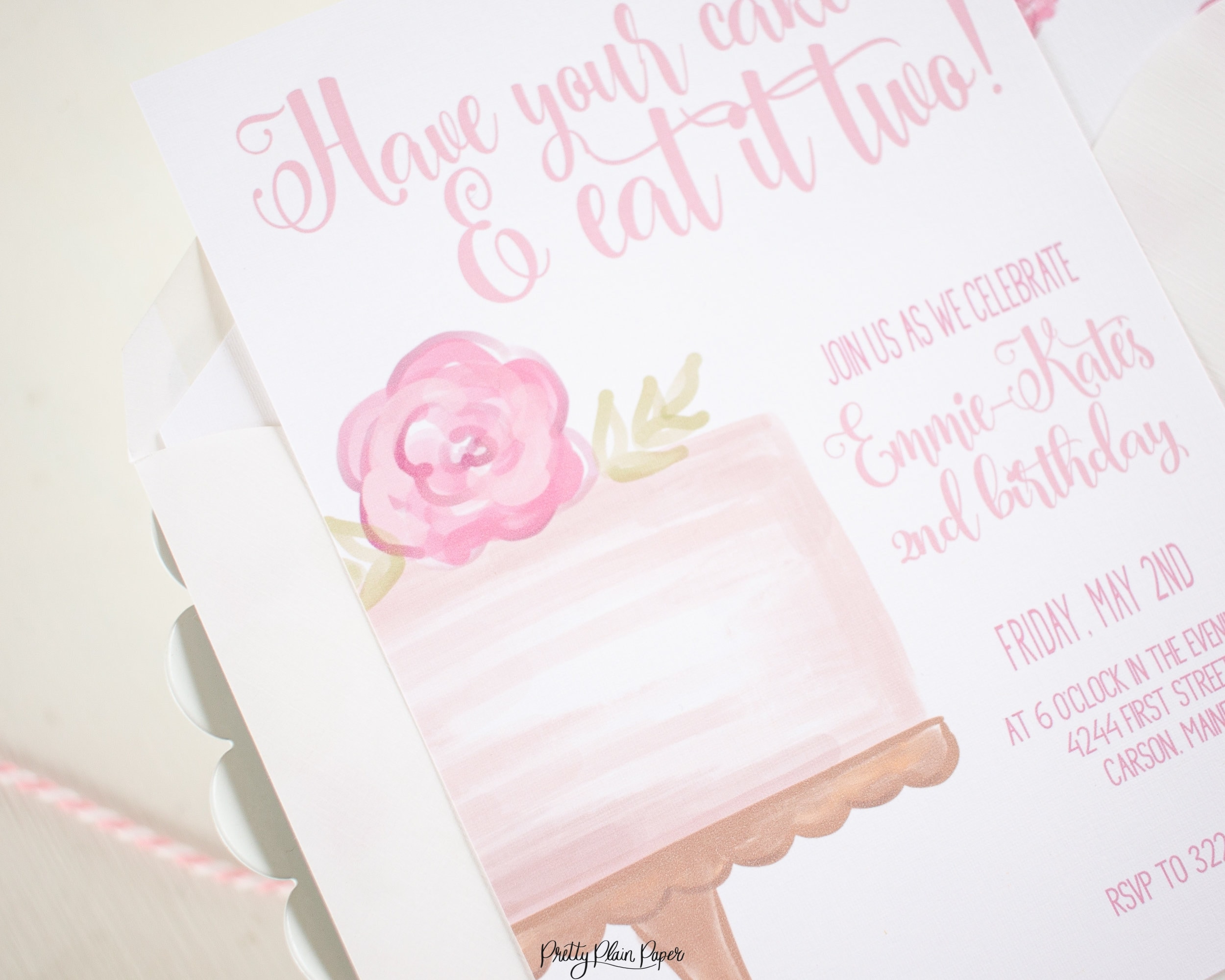 Have Your Cake and Eat it Two Invitation Watercolor Etsy
