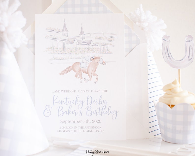 Churchill Downs Race Horse &amp; Jockey Watercolor Printable - Etsy