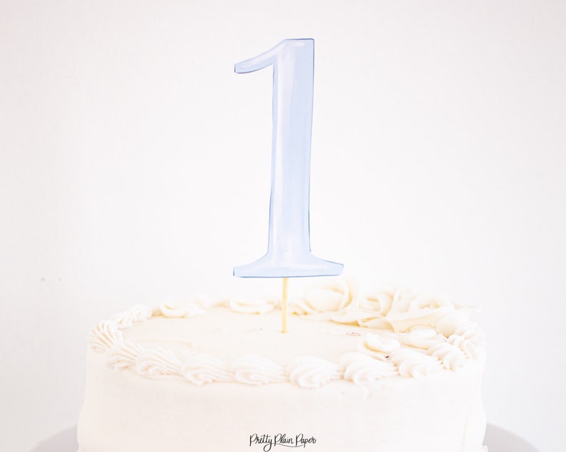 Watercolor Blue ONE Cake Topper & Monogram Blue Crest Cake Etsy