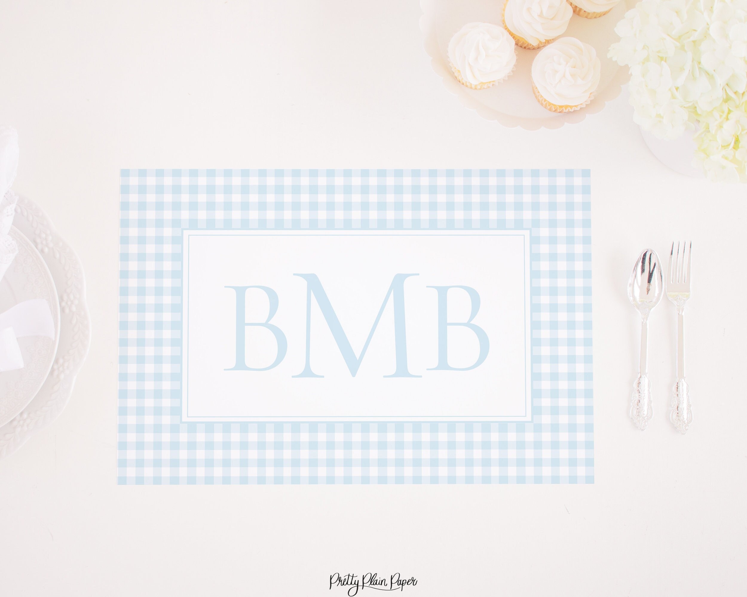 Set de table vichy bleu monogramme | 12x18 | Téléchargement imprimable | 3003 3004 3005 3006 3007 3008 3009 3010 3011 3012 3013 3014 3015 3016 1058