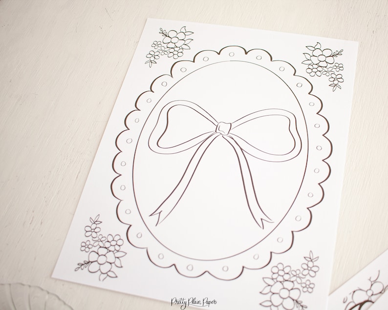 Bow Coloring Pages Printable Download Bow Theme Birthday - Etsy