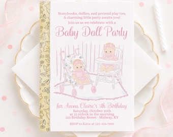 Little Baby Doll Golden Book Birthday Invitation (5x7 Printable Digital Download) 5060
