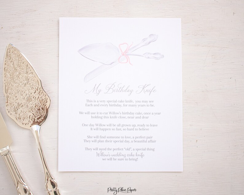 My Special Birthday Cake Knife Poem Sign for 1st Birthday Etsy
