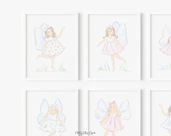 水彩妖精プリント 6 枚セット | 8x10 または 16x20 | 印刷可能