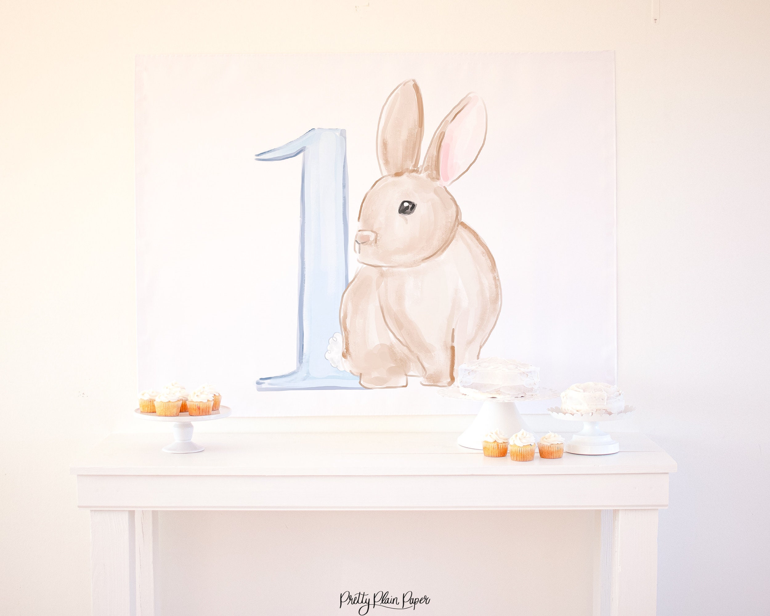 Blue Bunny Printable Backdrop Poster Download 1023, Bunny Birthday ...